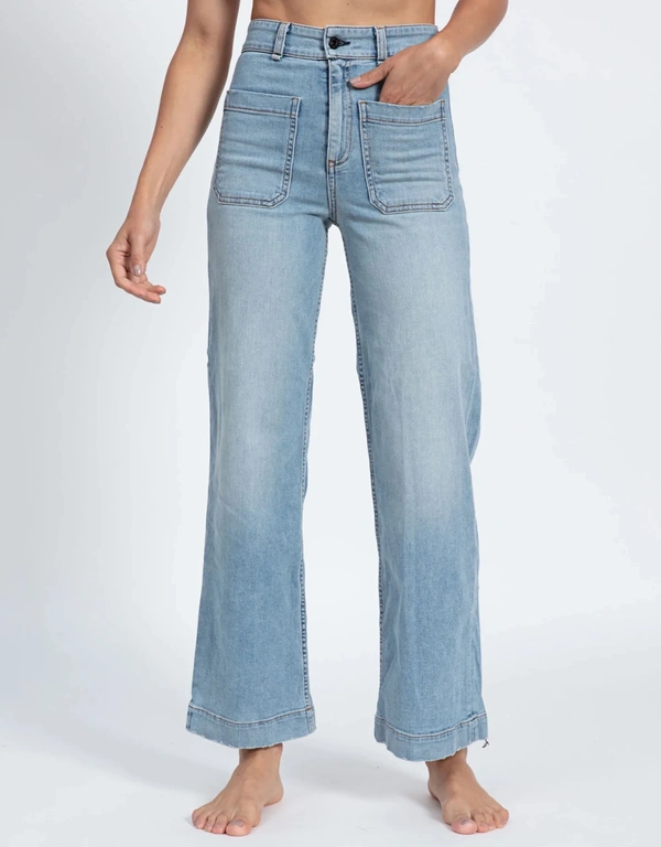 Sailor High-rised Wide-leg Cropped Jeans-Water Street