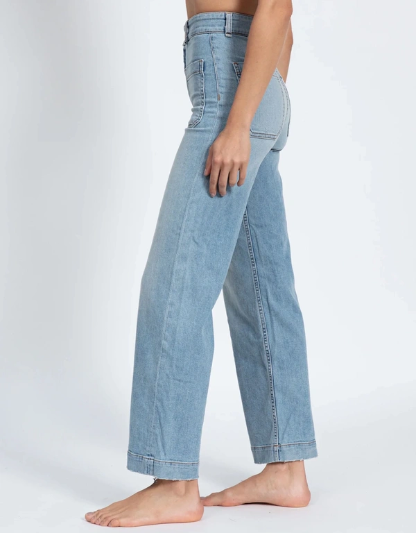 Sailor High-rised Wide-leg Cropped Jeans-Water Street