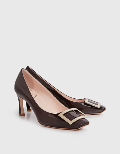 Trompette Patent Leather Metal Buckle Mid-heeled Pumps