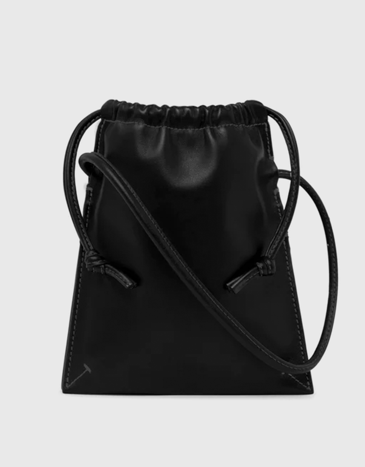 Behno - Frida Mini Nappa Leather Ruched Crossbody Bag-Black