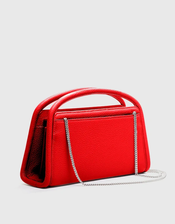 Behno Lex Mini Pebble Leather Accordion Crossbody Bag-Red