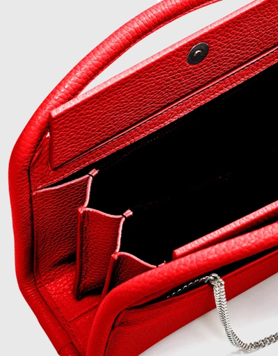 Lex Mini Pebble Leather Accordion Crossbody Bag-Red