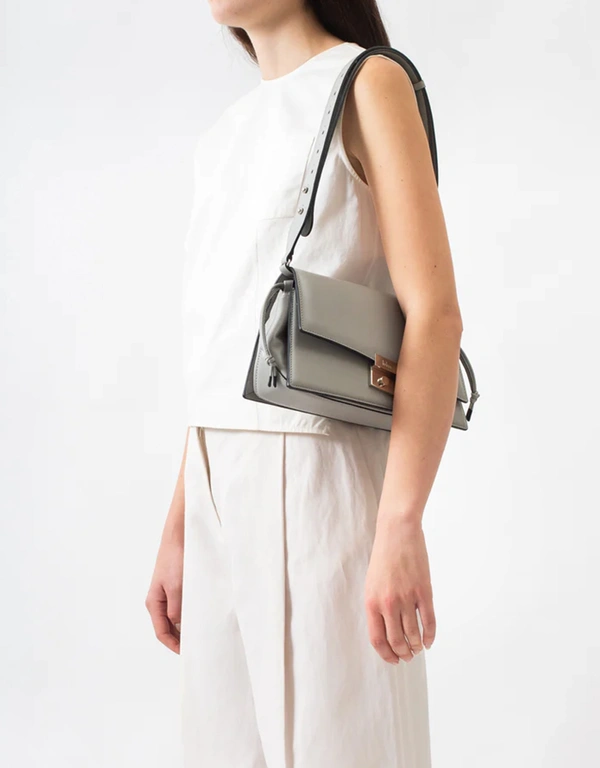 Behno Simone Nappa Leather Crossbody Bag-Concrete