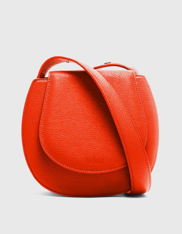 Behno Tilda Mini Pebble Leather Convertible Saddle Bag-Poppy
