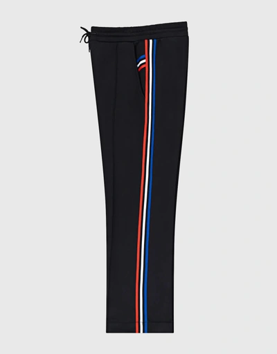Classic Rib Stripe Retro Track Pants-Classic Black