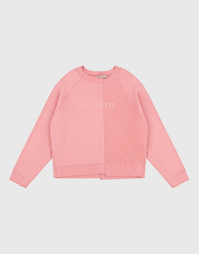 Superette Cropped Deconstructed Sweatshirt-Pink Icing