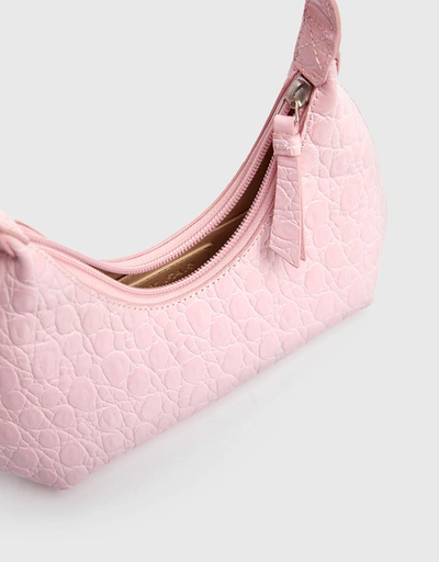Amber Baby Croc-effect Leather Shoulder Bag