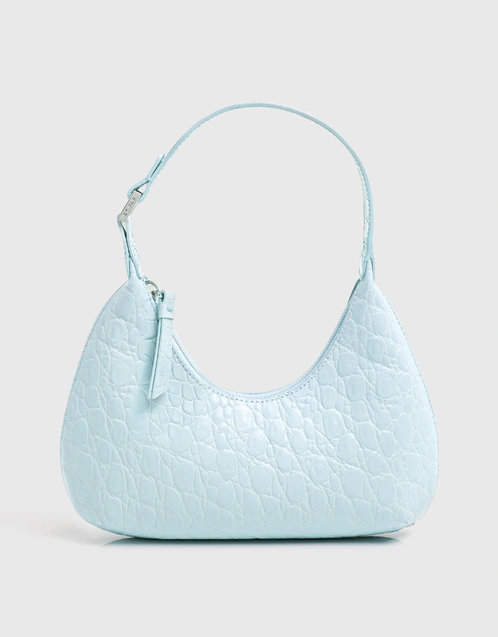 BY FAR Mini Bag In Sky Blue Croco Embossed Leather