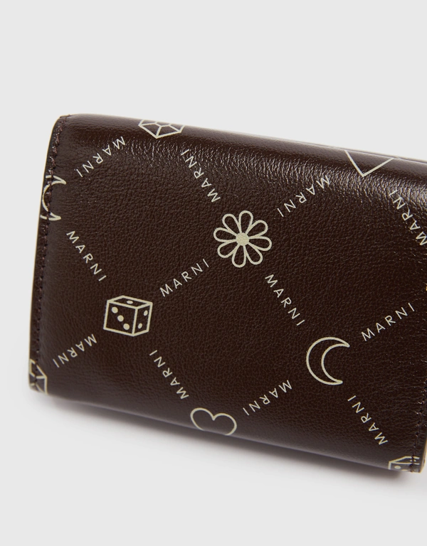 Marni Marni Logo Calfskin Tri-fold Wallet-Brown