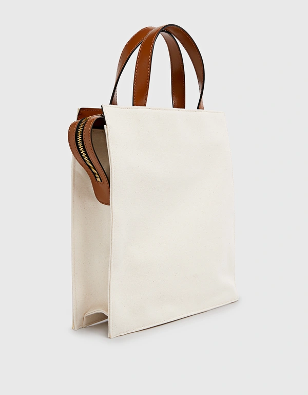 Marni Marni  Canvas And Leather Tote Bag - Beige And Brown