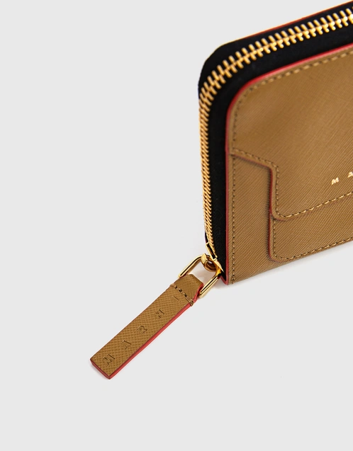 CHANEL Calfskin Plain Leather Small Wallet Logo Folding Wallets