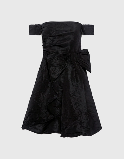 Off-the-shoulder Crinkle Mini Dress