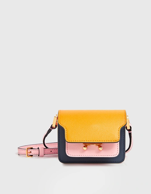 Trunk Small Leather Shoulder Bag in Pink - Marni