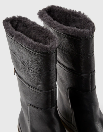 Peu Vegetal Tanned Calfskin Fur Lining Mid Boots