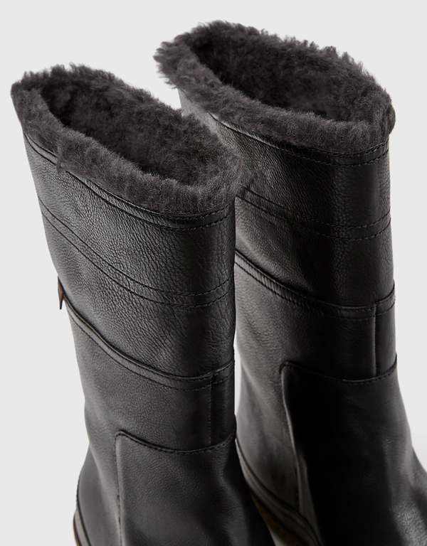 Camper Peu Vegetal Tanned Calfskin Fur Lining Mid Boots