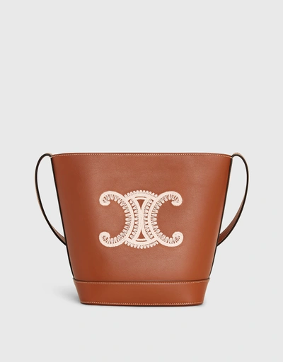 Cuir Triomphe Small Smooth Calfskin With Triomphe Embroidery Bucket Bag