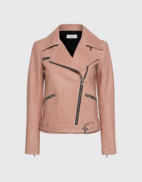 pastel pink leather jacket