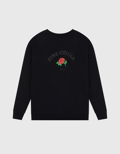 Etre Cecile Rose Boyfriend Sweatshirt-Washed Black