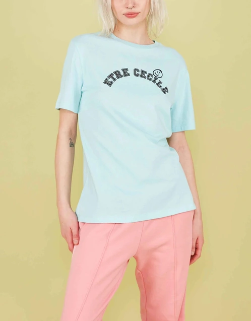 Etre Cecile Varsity Classic T-Shirt-Clear Water Blue