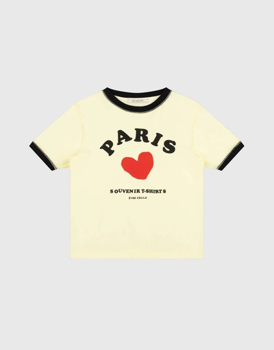 Paris Souvenir Ringer T-Shirt-Wax Yellow/Washed Black
