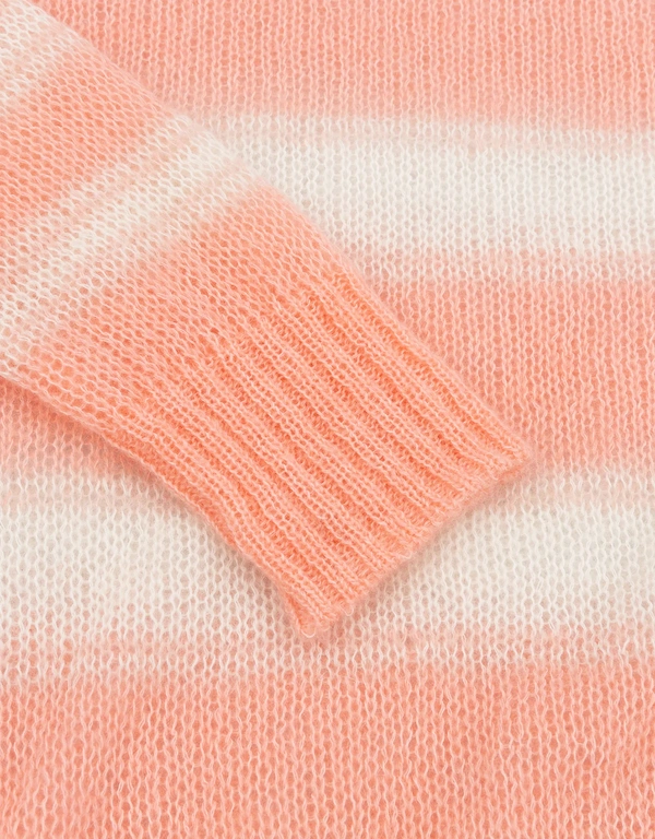Être Cécile 條紋馬海毛混紡直筒針織毛衣-Pink/Ecru