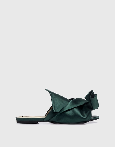 Knotted Satin Flat Sandals