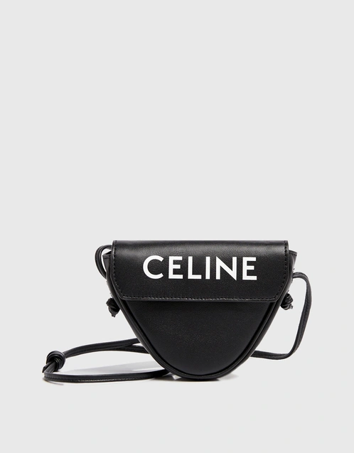 Celine Logo Print Triangle Calfskin Mini Shoulder Bag (Shoulder bags,Cross  Body Bags)