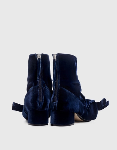 Knotted Velvet Ankle Boots