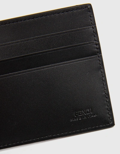FF Black Leather Money Clip Card Holder