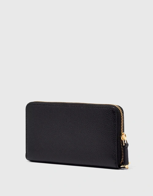 Leather Continental Zip Around Long Wallet