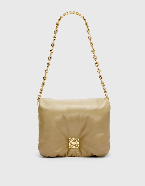 Puffer Goya Shiny Nappa Lambskin Chain Crossbody Bag 