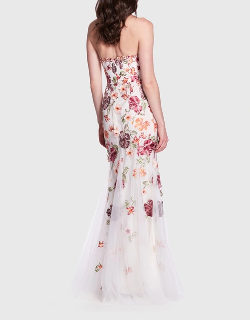 Sleeveless Embroidered Tulle Gown
