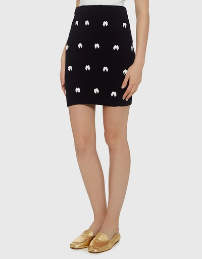All-Over Bow Ties Mini Knit Skirt