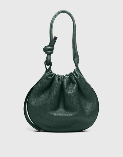 Ina Medium Handcrafted Pebble Leather Bucket Bag-Forest