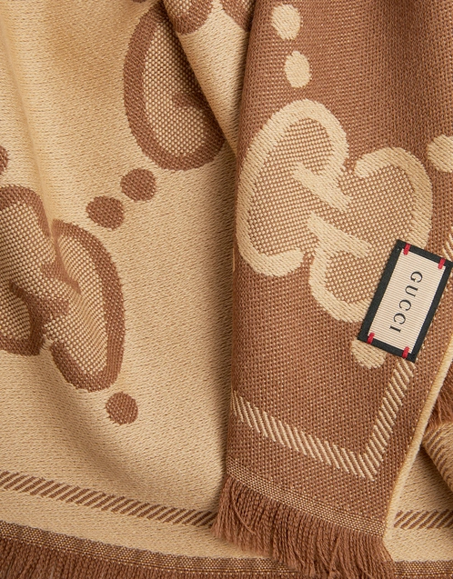 GG Wool Jacquard Scarf in Beige - Gucci