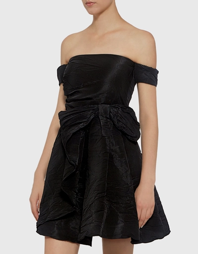 Off-the-shoulder Crinkle Mini Dress