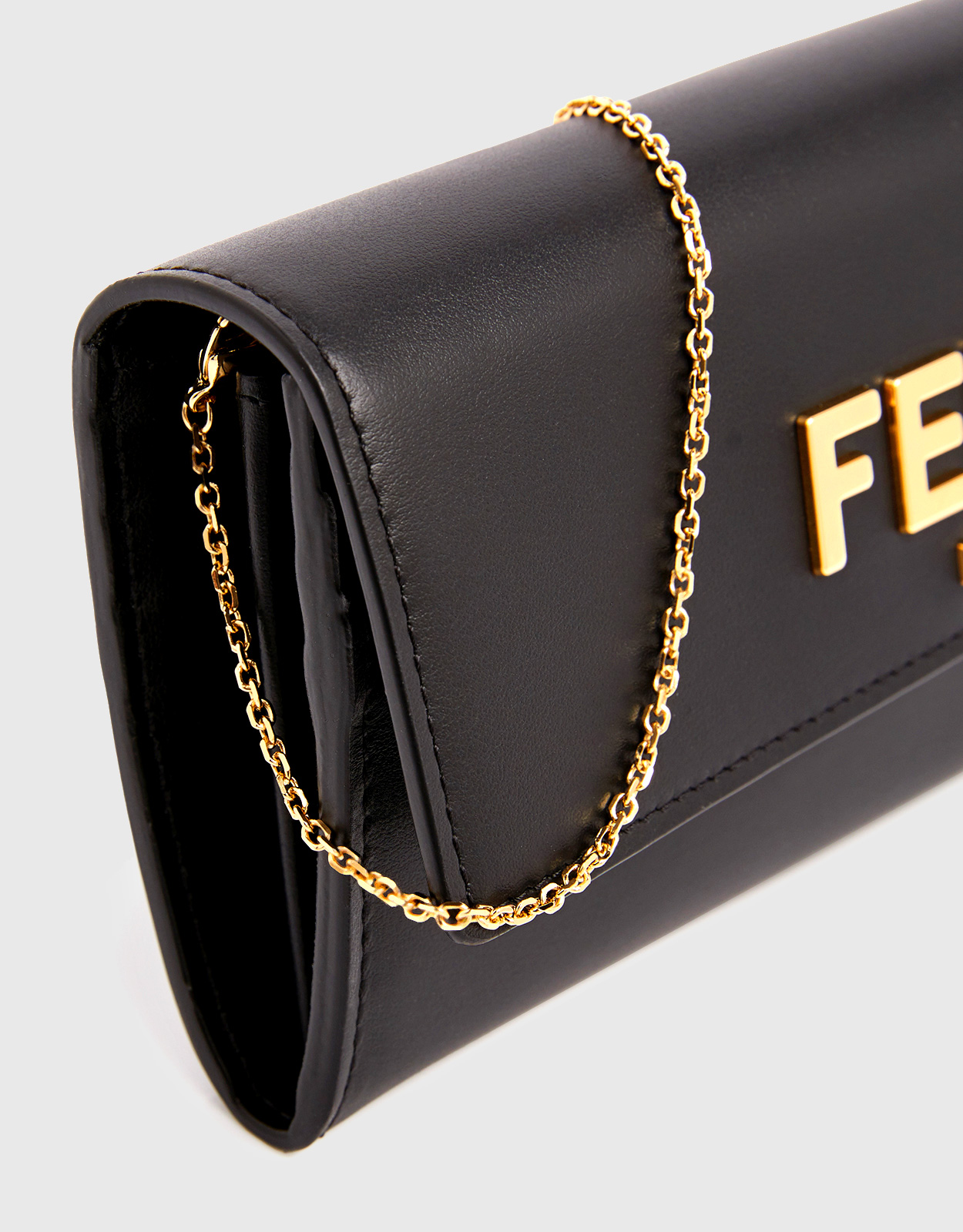 Fendi Wallet On Chain With Pouches Mini Leather In Black - Praise To Heaven