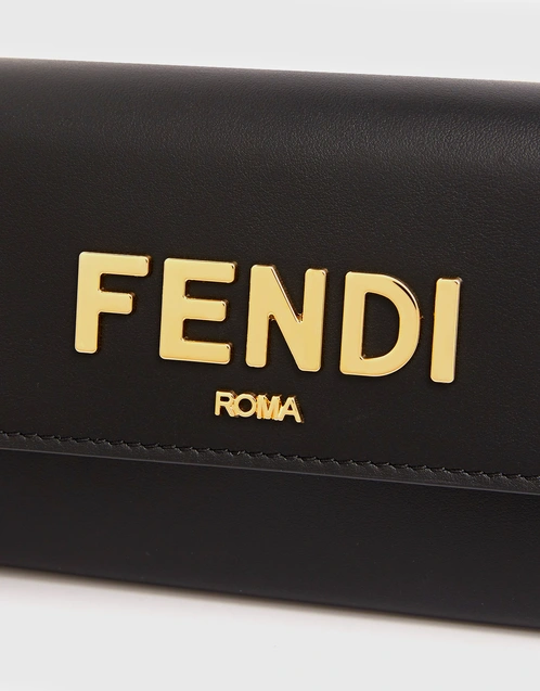 Fendi Baguette Continental Chain Wallet in Metallic