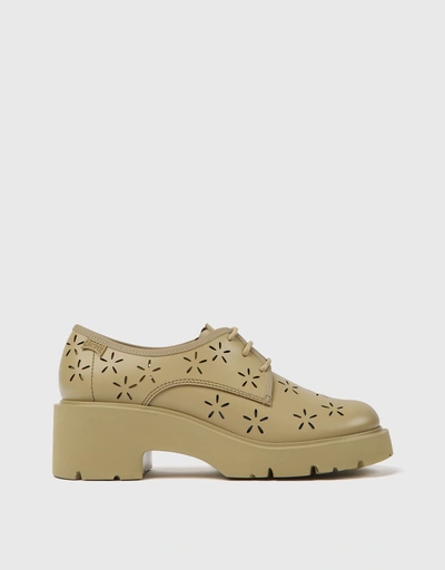 Milah Calfskin Cut-out Flower Lace-up Shoes