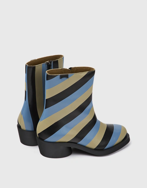 Bonnie Calfskin Striped Low-heeled Ankle Boots