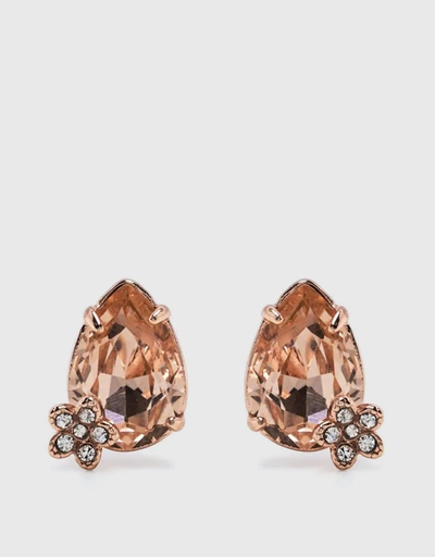 Rose Gold Pear Stone Stud Earrings
