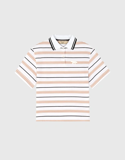 Flared Sleeved Stripe Polo Shirt