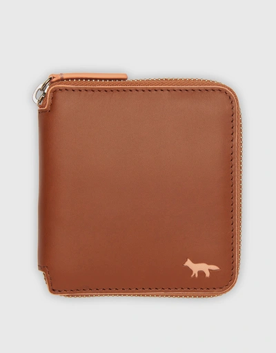 Profile Fox Square Zipped Wallet-Camel Peach