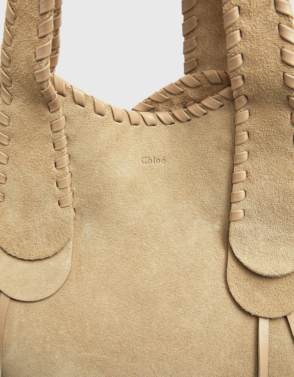 Chloé Mony Medium Suede Calfskin Whip Stitching Tote Bag