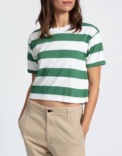 短版T恤-Green Stripe