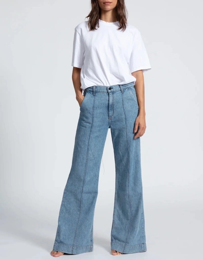 Pintuck Low-rised Wide-leg Jeans-loma