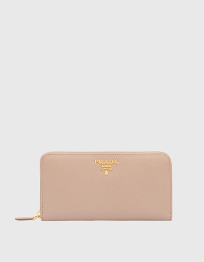 Saffiano Leather Zip Around Long Wallet
