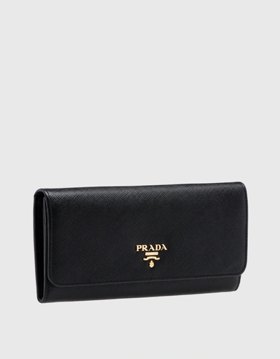 Saffiano Leather Flap Long Wallet
