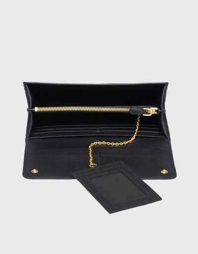 Saffiano Leather Flap Long Wallet