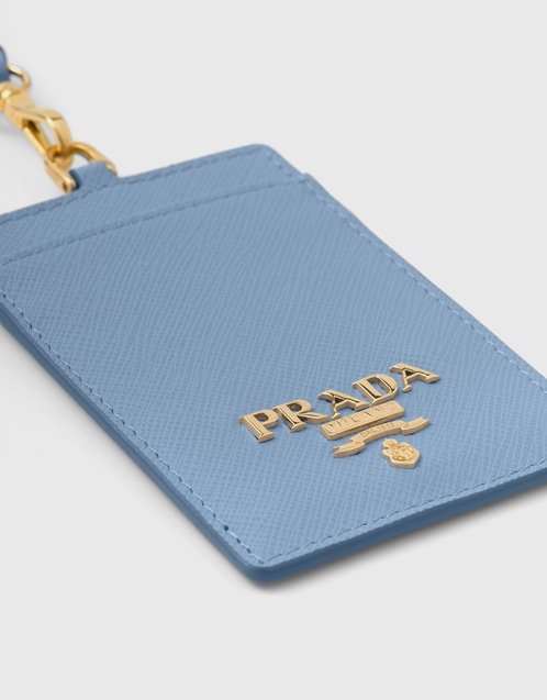 Prada Saffiano Leather Logo Badge Holder (Wallets and Small